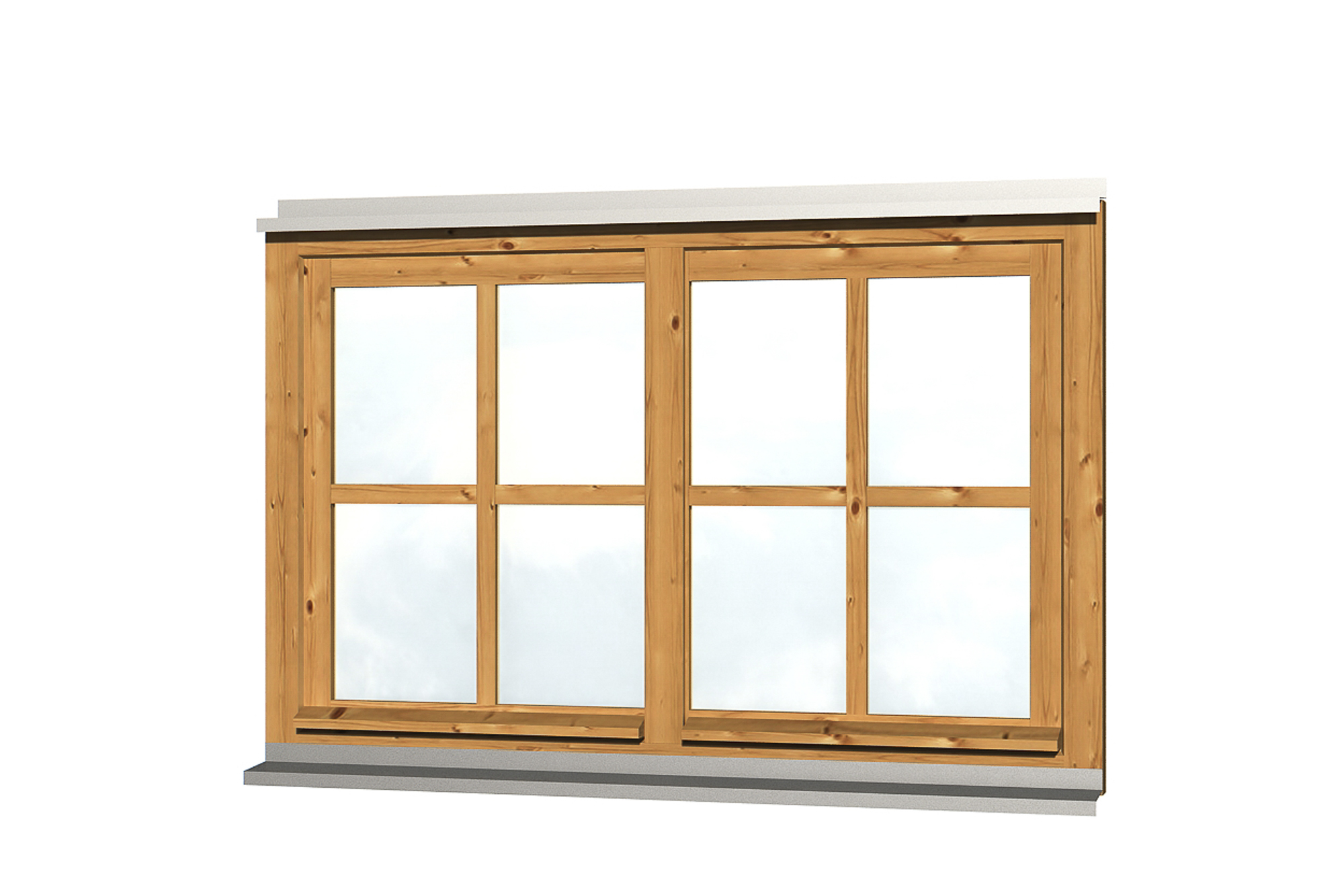 Doppelfenster Rahmenaußenm. 132,4 x 82,1 cm eiche hell