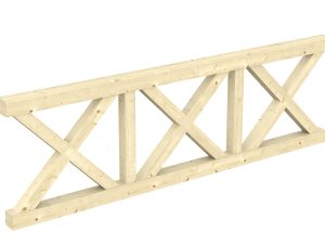 Brüstung Andreaskreuz 270 x 84 cm, Fichte, natur