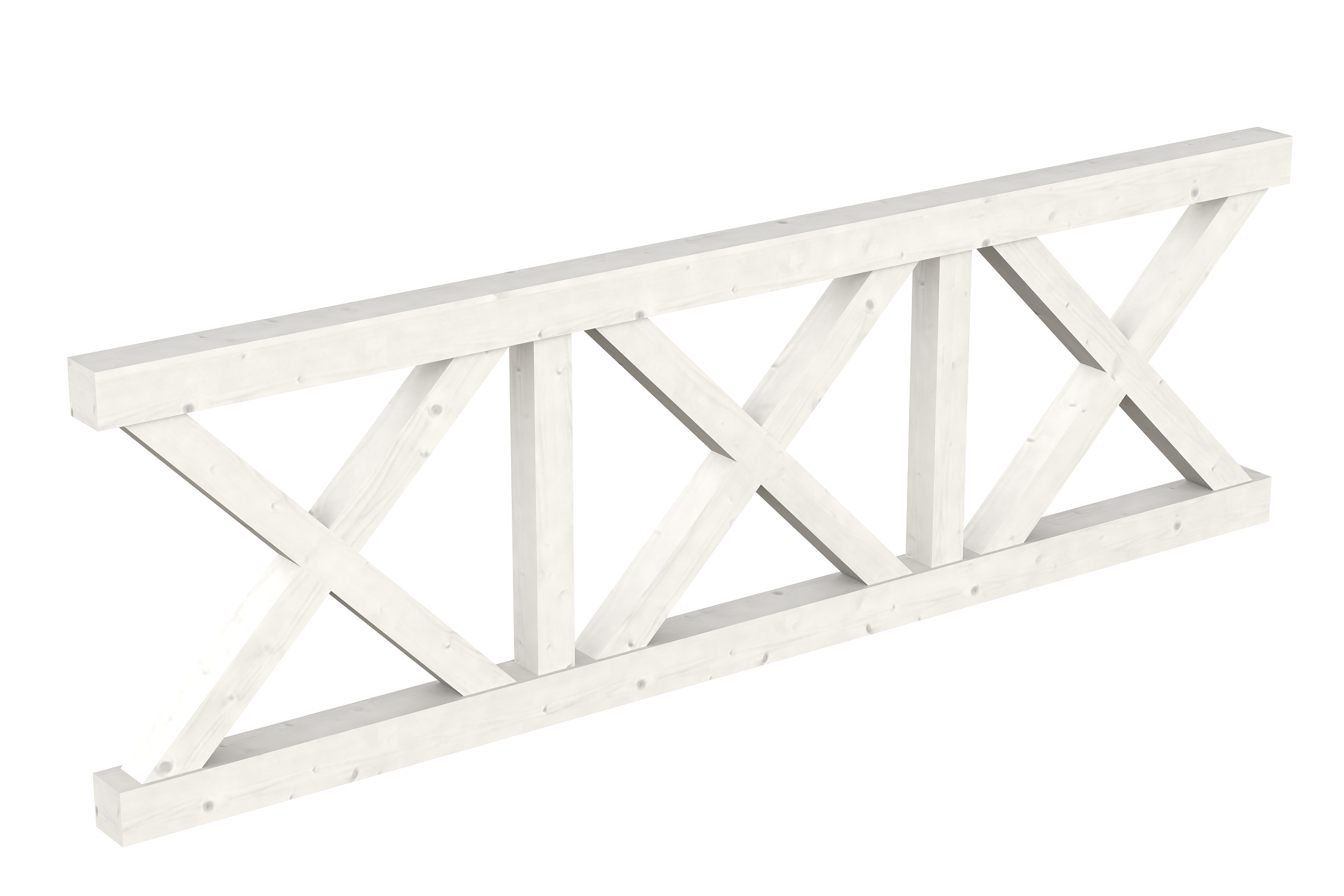 Brüstung Andreaskreuz 270 x 84 cm, Fichte, weiß