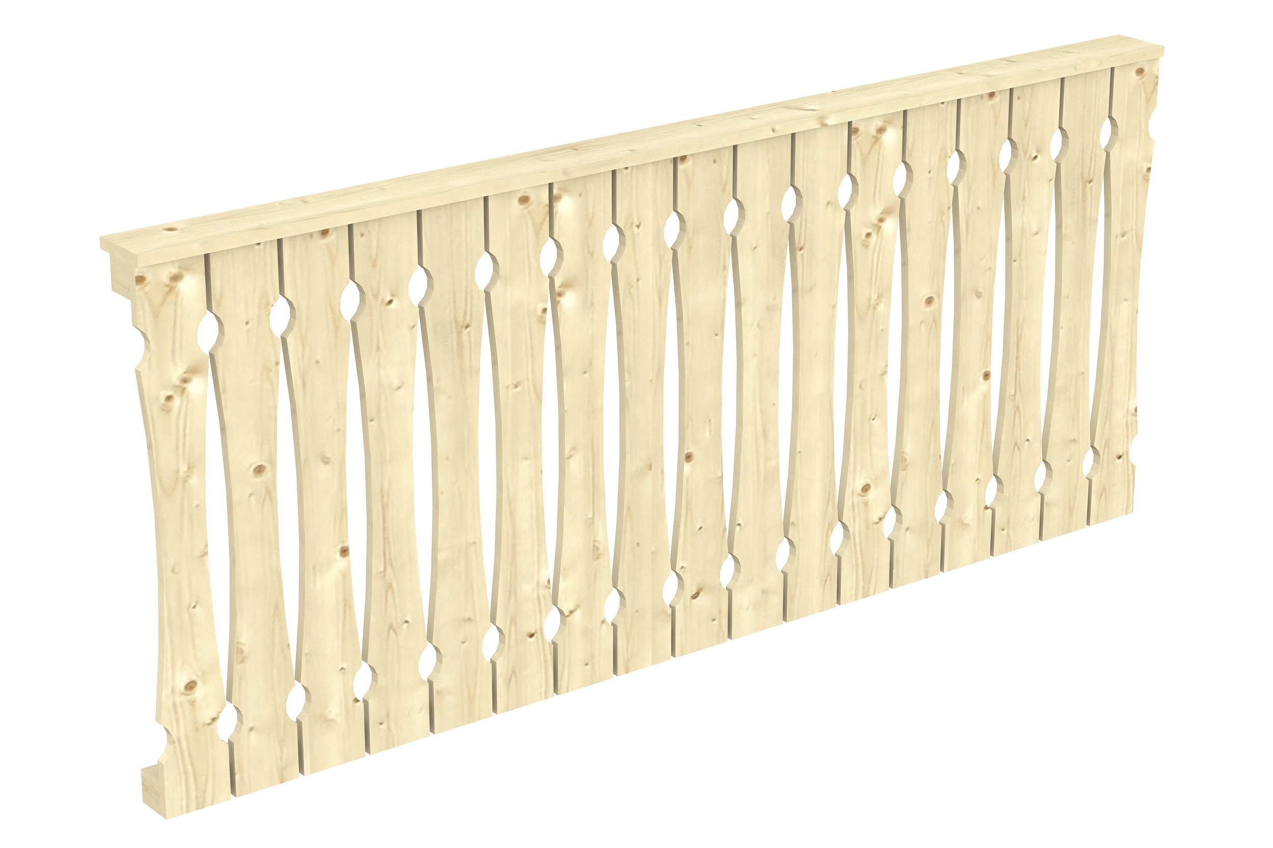 Brüstung Balkonschalung 220 x 96 cm, Fichte, natur