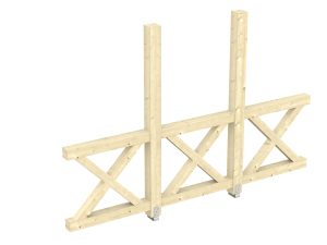 Seitenwand Andreaskreuz (FS) 293 x 210 cm, Fichte, natur