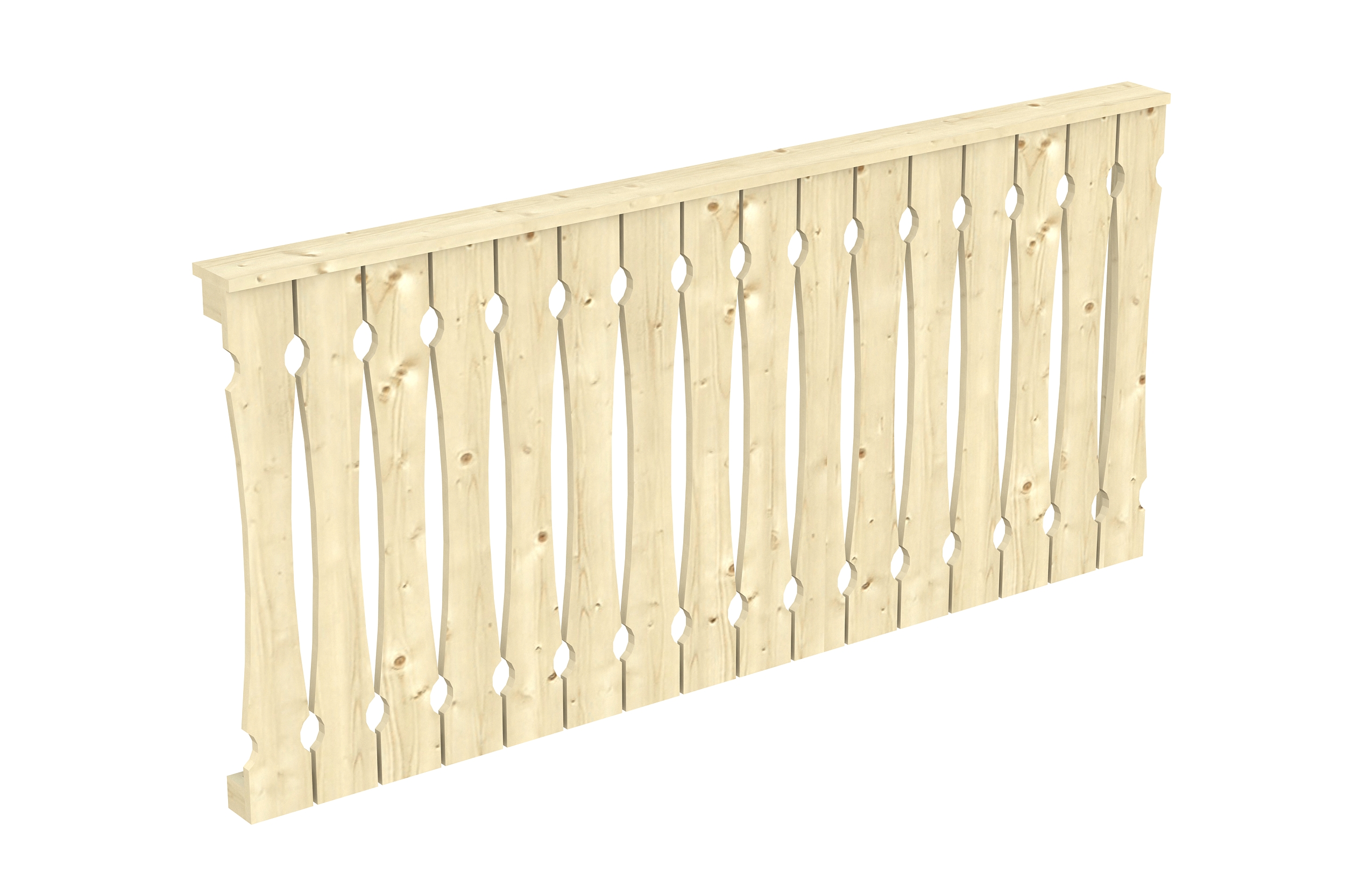 Brüstung Balkonschalung 205 x 96 cm, Fichte, natur
