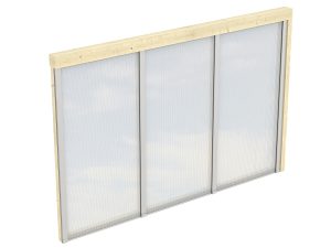 Seitenwand m. Polycarbonatplatten 305 x 200 cm, Fichte, natur