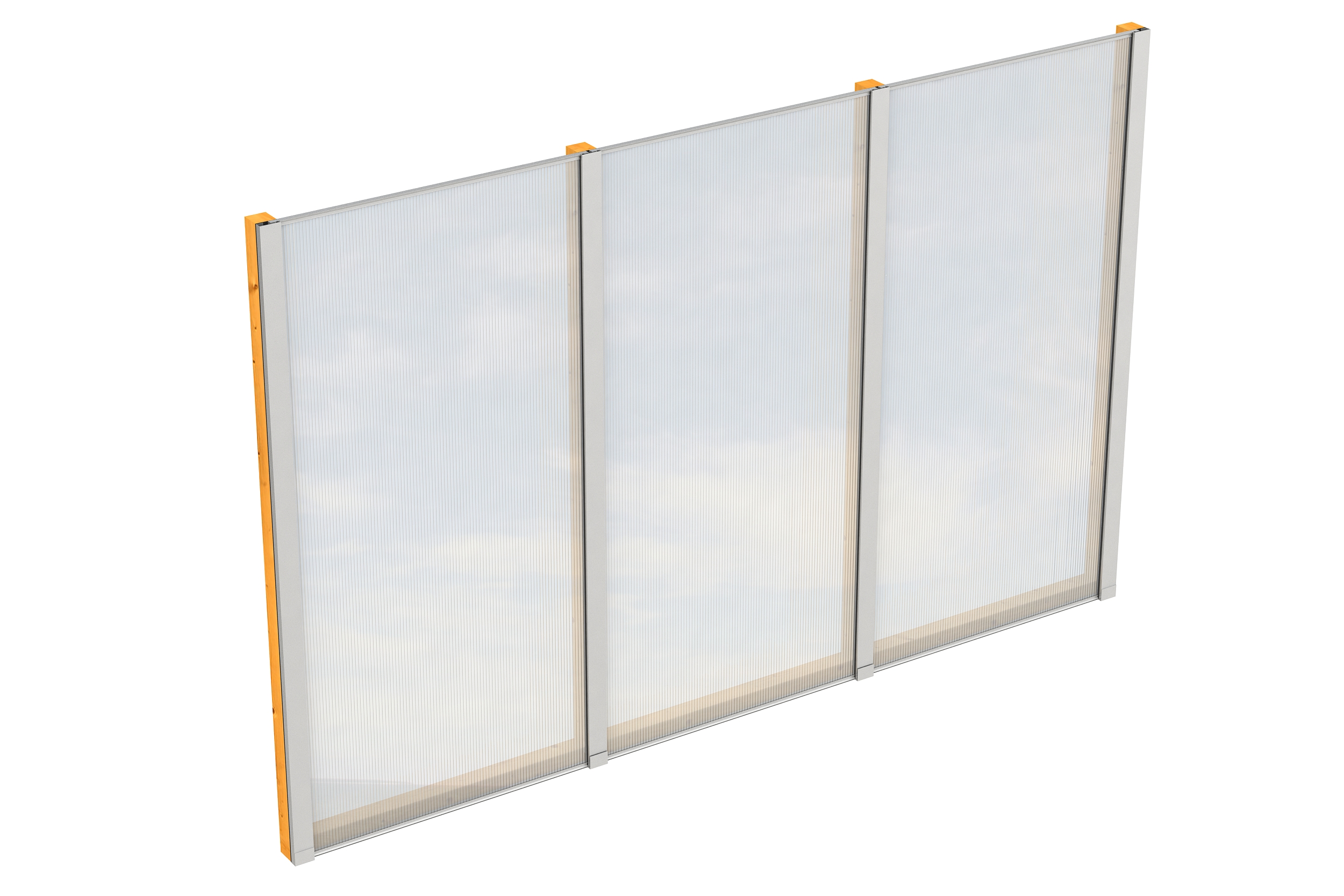 Seitenwand m. Polycarbonatplatten 293 x 200 cm, Fichte, eiche hell