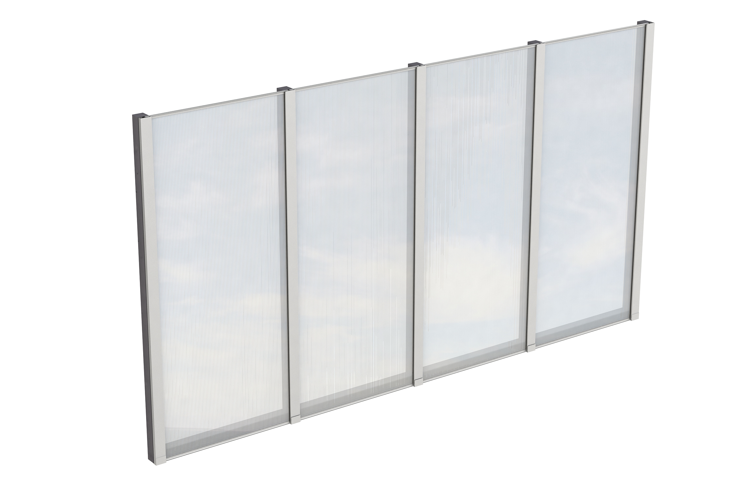 Seitenwand m. Polycarbonatplatten 343 x 200 cm, Fichte, schiefergrau